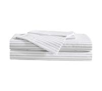 Eddie Bauer - Sheet Set, Luxurious Cotton Percale Bedding with Matching Pillowcases, Crisp & Cool, Fully Elasticized (Arden Stripe Grey, King)