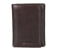 Eddie Bauer Men's Signature Logo Leather Trifold Wallet, Brown, One size