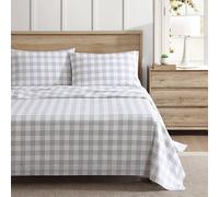 Eddie Bauer Single Bed Duvet Cover Set, Cotton Percale Super Soft and Cosy Home Decor, Oeko-Tex Certified (Plain Plaid, Beige, Single)