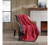 Eddie Bauer - Throw Blanket, Cotton Flannel Home Decor, All Season Reversible Sherpa Bedding (Kettle Falls Red/Black, Throw)