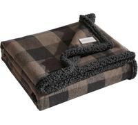 Eddie Bauer Throw Blanket Reversible Sherpa Bedding, Buffalo Plaid Home Decor for All Seasons, Brown/Black