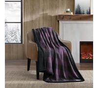 Eddie Bauer - Throw Blanket, Reversible Sherpa Flannel Bedding, Buffalo Plaid Home Decor for All Seasons (Cabin Plaid Purple, Throw)