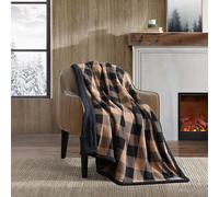 Eddie Bauer - Throw Blanket, Reversible Sherpa Flannel Bedding, Buffalo Plaid Home Decor for All Seasons (Cabin Plaid Beige, Throw)
