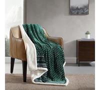 Eddie Bauer- Throw Blanket, Reversible Sherpa Fleece Bedding, Home Decor for All Seasons (Fair Isle Green, Throw)