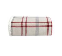 Eddie Bauer Reversible Sherpa Fleece Bedding, Home Decor for All Seasons, Polyester, New Castle Red/Grey/Ivory, Throw