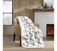 Eddie Bauer - Throw Blanket, Super Soft Reversible Ultra Soft Plush Sherpa Bedding, Ideal Christmas & White Elephant Gifts, Cozy Plaid Throw Blankets for Couch (Bunkhouse Plaid Grey, 50 x 60)