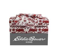Eddie Bauer - Twin Sheets, Cotton Flannel Bedding Set, Brushed for Extra Softness, Cozy Home Decor (Arcadia Red, Twin)