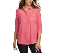 Eddie Bauer Women's Departure Stretch Moisture Wicking Long Sleeve Shirt with UPF 50, Red, XL