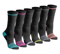 Eddie Bauer Womens Dura Dri Moisture Control Crew Socks Multipack, Black Assorted (6 Pairs), M