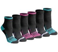 Eddie Bauer Womens Dura Dri Moisture Control Quarter Socks Multipack, Black Assorted (6 Pairs), M