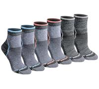 Eddie Bauer Women's Dura Dri Moisture Control Quarter Socks Multipack, Charcoal Assorted FR (6 Pairs), Medium
