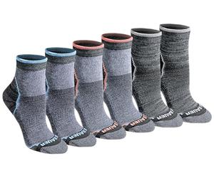 Eddie Bauer Women's Dura Dri Moisture Control Quarter Socks Multipack, Charcoal Assorted FR (6 Pairs), Medium