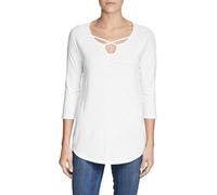 Eddie Bauer Women's Gate Check 3/4-Sleeve Cross-Front Tunic, White, Sz Small