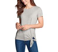 Eddie Bauer Women's Short Sleeve Gate Check T-Shirt Blouse, Light Grey, M...