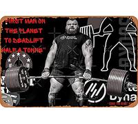 Eddie Hall - First Man On The Planet 500Kg Deadlift Quote Poster Metal Tin Sign 8X12 Inches Man Cave Retro Vintage Wall Decor Art