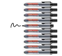 edding 12 Retract whiteboard Marker - Black - 10 whiteboard pens - Round Nib 1.5-3 mm - Capless Design - for one-Handed use on whiteboards, flipcharts, Magnetic Boards, pinboards, memo Boards