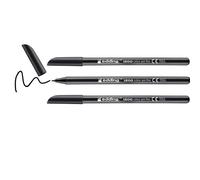 edding 1200 colour pen fine - black - pack of 3 pens - round nib 1 mm - felt-nib pen for drawing and writing - brush pens for drawing, writing, colouring, sketch pens, art pens
