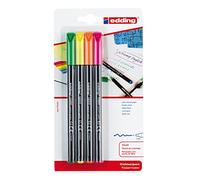 edding 1200 colour pen fine - black, red, blue, green - pack of 4 bright colours - round tip 1 mm - felt-tip pen for drawing and writing - for school or mandala