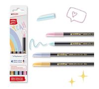edding 1200 Glitter Pens for Adults & Kids - Premium Assorted Pastel Colors, Set of 4 - Glitter Markers - Coloring Pens - Cute Sparkle Markers for Journaling, Scrapbooks, Cardstock, Arts and Crafts