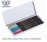 Edding 1200 Metallic Felt Tip Pens | Gold Silver Red Green Blue Violet | Set 6