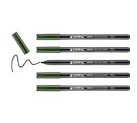 edding 1300 colour pen medium - olive green - 5 pens - round nib 2 mm - felt pen for drawing and writing - felt pen for school, mandalas, bullet journals
