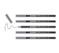 edding 1300 colour pen medium - silver grey - 5 pens - round nib 2 mm - felt pen for drawing and writing - felt pen for school, mandalas, bullet journals