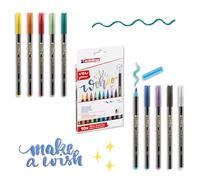 edding 1340 glitter pens - multicoloured - 10 brush pens with intensive glitter effect - brush nib 1-6 mm - ideal for handlettering, writing, drawing and colouring wide areas