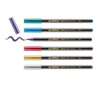 edding 1340 metallic brush pen - set of 6 pens - flexible brush nib 1-6 mm - glitter metallic marker for lettering, drawing and sketching - high opcaity even on darker paper