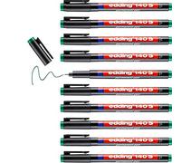 edding 140 S permanent pen - green - 10 pens - round nib 0.3 mm - pen for writing on glass, plastic, foils and smooth surfaces - permanent, quick-drying, smudge-proof and waterproof