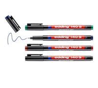 edding 140 S permanent pen - set of 4 - multi-coloured - round nib 0.3 mm - pen for writing on glass, plastic, foils and smooth surfaces - permanent, quick-drying, smudge-proof and waterproof