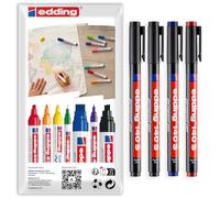 edding 140S Permanent Super Fine Pen 0.3mm Pack of 4 (Black, Blue & Red)