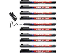 edding 141 F permanent pen - black - 10 pens - round nib 0.6 mm - pen for writing on glass, plastic, foils and smooth surfaces - permanent, quick-drying, smudge-proof and waterproof