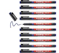 edding 141 F permanent pen - blue - 10 pens - round nib 0.6 mm - pen for writing on glass, plastic, foils and smooth surfaces - permanent, quick-drying, smudge-proof and waterproof
