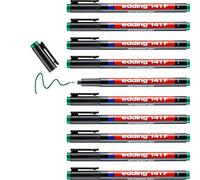 edding 141 F permanent pen - green - 10 pens - round nib 0.6 mm - pen for writing on glass, plastic, foils and smooth surfaces - permanent, quick-drying, smudge-proof and waterproof