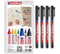 edding 141F Permanent Fine 0.6mm Pen Pack of 4 (Black)