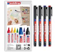 edding 141F Permanent Fine 0.6mm Pen Pack of 4 (Black, Blue & Red)