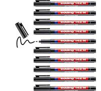 edding 142 M permanent pen - black - 10 pens - round nib 1 mm - pen for writing on glass, plastic, foils and smooth surfaces - permanent, quick-drying, smudge-proof and waterproof