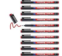 edding 142 M permanent pen - red - 10 pens - round nib 1 mm - pen for writing on glass, plastic, foils and smooth surfaces - permanent, quick-drying, smudge-proof and waterproof