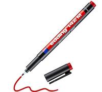 edding 142 M Permanent Pen - Red, Medium Round Nib, 1 mm, 1 Pen, Quick-Drying, Waterproof, Smudge-Proof, Ideal for Glass, Plastic, Foils and Smooth Surfaces