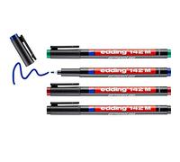 edding 142 M permanent pen - set of 4 - multi-coloured - round nib 1 mm - pen for writing on glass, plastic, foils and smooth surfaces - permanent, quick-drying, smudge-proof and waterproof