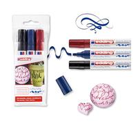 edding 1455 calligraphy marker - set of 3 markers - black, steel blue, crimson lake - flexible calligraphy nib 1-5 mm - fibre pen for paper, wood, terracotta, canvas - hand lettering, bullet journals