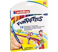 edding 15 FUNTASTICS - colouring pens for children - set of 12 - bright colours - 1 mm thin nib - for colouring fun on light-coloured paper and card - washable from skin and textiles
