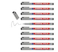 edding 150 S non-permanent pen - black - 10 pens - round nib 0.3 mm - pen for writing on glass, plastic, foils and smooth surfaces - quick-drying, can be corrected with water
