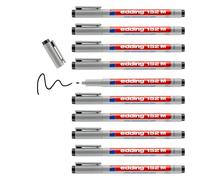 edding 152 M non-permanent pen - black - 10 pens - round nib 1 mm - pen for writing on glass, plastic, foils and smooth surfaces - quick-drying, can be corrected with water