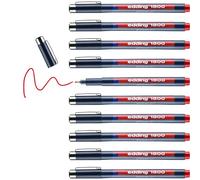 edding 1800 profipen - red - 10 pens - line width 0.7 mm - fineliner pen for precise writing, sketching and technical drawing - fine, metal-encased nib - suitable for use with rulers and stencils