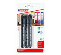 edding 2000 C permanent marker - black - pack of 3 - round tip 1.5-3 mm - quick-drying permanent markers - waterproof, smudge-proof - for cardboard, plastic, wood, metal, fabric - marker pen, 4-2000C-3-1001