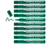 edding 2000 C permanent marker - green - box of 10 - round nib 1.5-3 mm - quick-drying permanent markers - waterproof, smudge-proof - for cardboard, plastic, wood, metal, fabric - marker pen