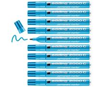 edding 2000 C permanent marker - light-blue - box of 10 - round nib 1.5-3 mm - quick-drying permanent markers - waterproof, smudge-proof - for cardboard, plastic, wood, metal, fabric - marker pen