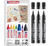 edding 2000 C Permanent Marker Pen Waterproof Refillable, Black, 3 Pack | Multi-Surface Marking, Waterproof Permanent Ink, Smudge Resistant, Quick Drying, Heat Resistant to 200 Degrees