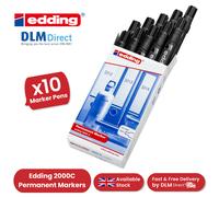 Edding 2000 C Permanent Marker Pens Bullet Tip 1.5-3 mm Line Black - Pack of 10